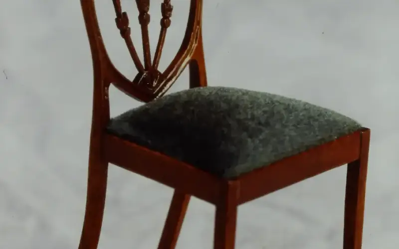 1/12 scale Hepplewhite shield-back chair with hand-carved splat by Scott Dillingham