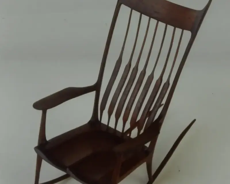Sam Maloof Style Rocking Chair - Handcrafted 1/12 scale miniature in Brazilian Rosewood for sale