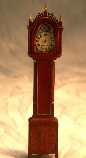 Simon Willard Tall Case Clock Style - Handcrafted 1/12 scale miniature in Honduras Mahogany for sale
