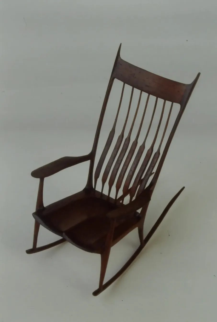 Sam Maloof Style Rocking Chair - Handcrafted 1/12 scale miniature in Brazilian Rosewood by Scott Dillingham