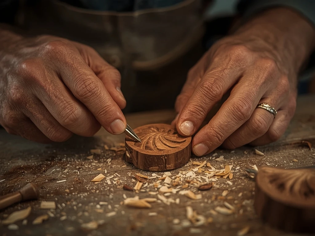 Hand-carving intricate details on a 1/12 scale miniature furniture piece using micro chisels