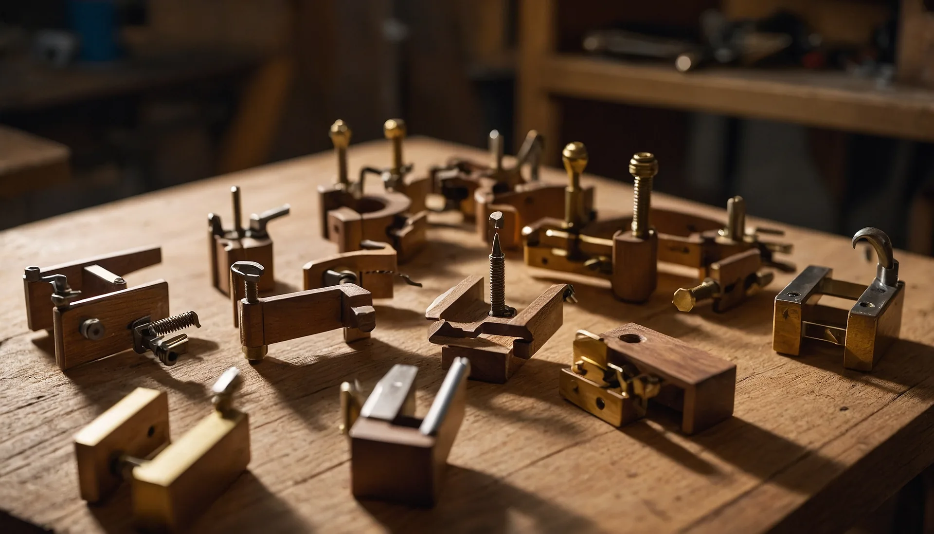 Miniature Clamps used for handcrafted 1/12 scale miniature furniture making